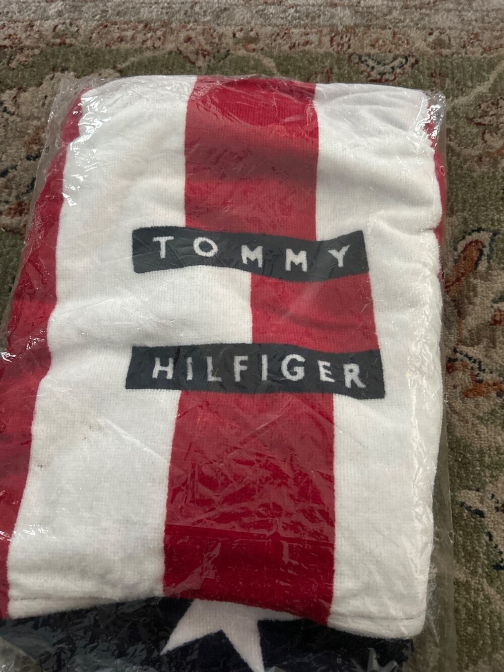 Vintage Tommy Hilfiger American Flag Beach Towel Stars Stripes Cotton Americana